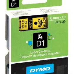 Dymo 6MM X 7M Dymo D1 Tape Black on Yellow
